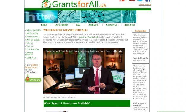 Welcome to GrantsforAll.us! The Largest Government Grants and Financial Resources Directory on the Net!