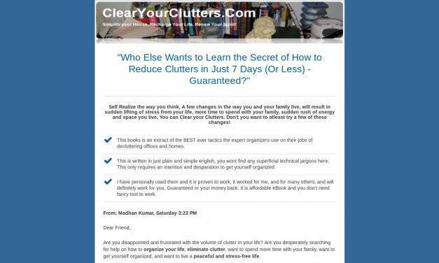 Clear Your Clutter – Killer Tips to Conquering Clutter for only $19.95