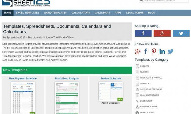 Excel Templates, Spreadsheets, Calendars and Calculators