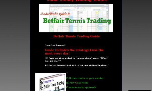 TradeSharkTennis Trading. Make money on Betfair. Strategies and advice. Each Strategy explained.. Tennis Trading System, Profit from Trading Tennis. Sports Trading